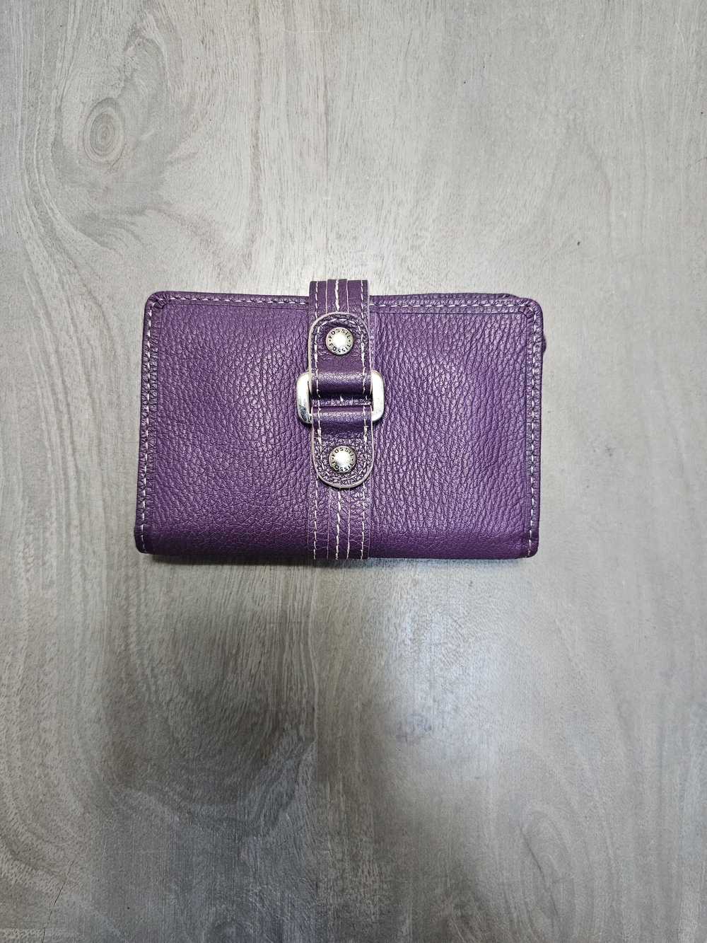 Fossil Purple Leather Snap-Tab Wallet
